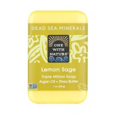 Lemon Sage Soap with Dead Sea Minerals, Argan Oil, Shea, Lemon Essential Oil, 7 oz(非转基因柠檬鼠尾草肥皂含有死海矿物，Argan油，牛油树，柠檬精油，7盎司)