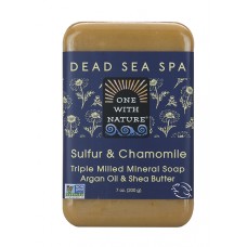 Sulfur & Chamomile Soap with Dead Sea Minerals, Argan Oil & Shea Butter, Essential Oil, 7 oz(非转基因死海矿物质的硫磺和洋甘菊香皂，含有摩洛哥坚果油和乳木果油，精油，7盎司)